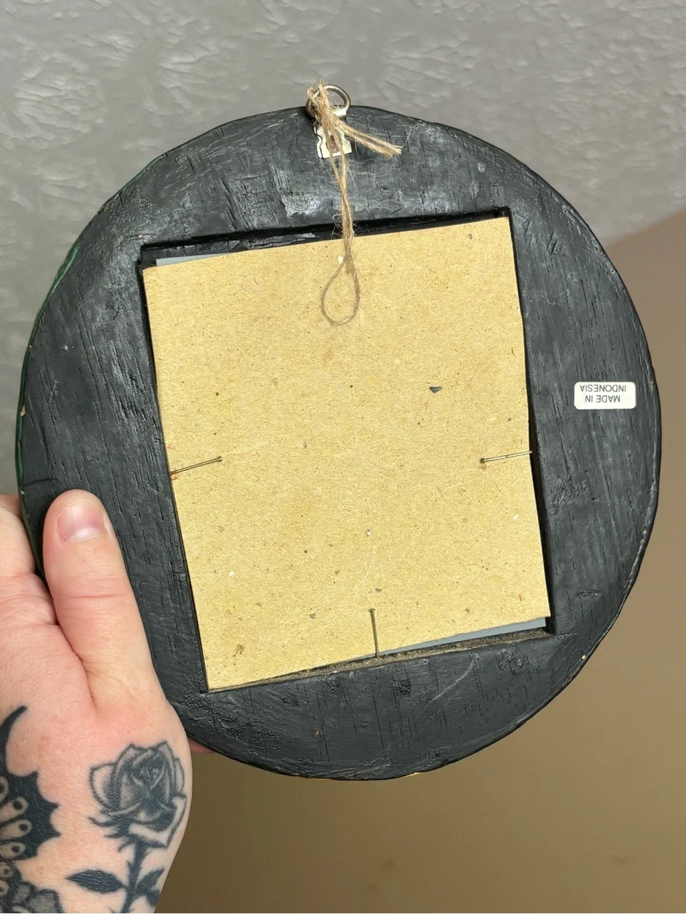 Whimsigoth 1990’s Hand-Painted Moon & Stars Wall Mirror - Yellow and Dark Green